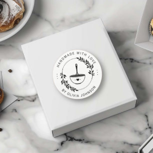 Modern handgemaakt met liefde hart bakkerij bedrij ronde sticker
