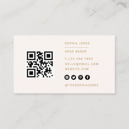 Modern handgemaakt met liefde roze gouden bakkerij visitekaartje (Achterkant)