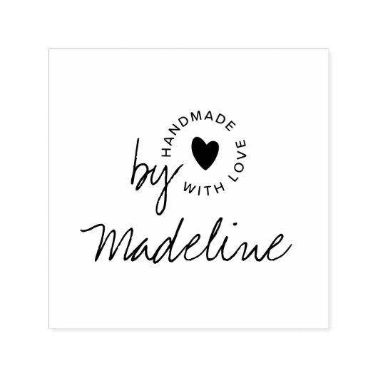 Modern Handgemaakt met Liefde Script Hart Zelfinktende Stempel (Design)