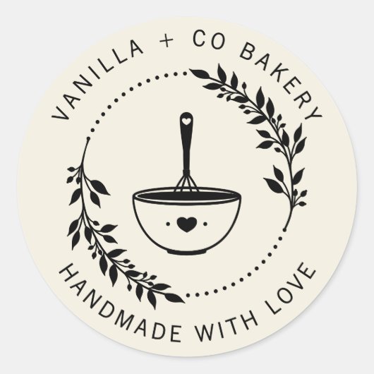 Modern handgemaakt met liefde whisky bakkerij bedr ronde sticker (Voorkant)