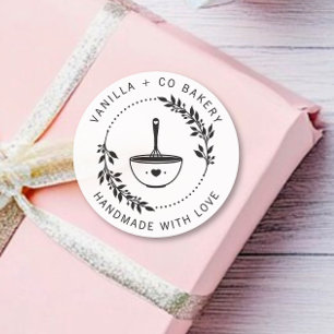 Modern handgemaakt met liefde whisky bakkerij bedr ronde sticker