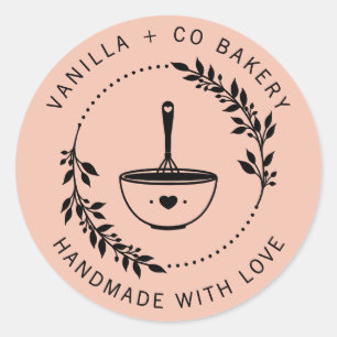 Modern handgemaakt met liefde whisky bakkerij bedr ronde sticker