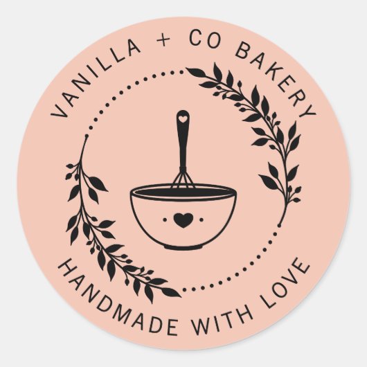 Modern handgemaakt met liefde whisky bakkerij bedr ronde sticker (Voorkant)