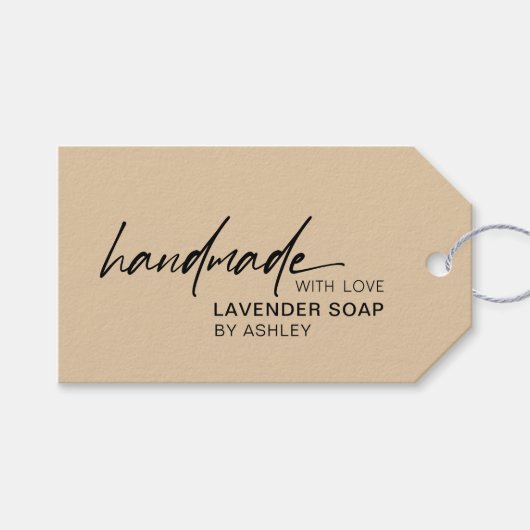 Modern handgemaakt met liefdeshandgeschreven scrip cadeaulabel (Voorkant (Horizontaal))