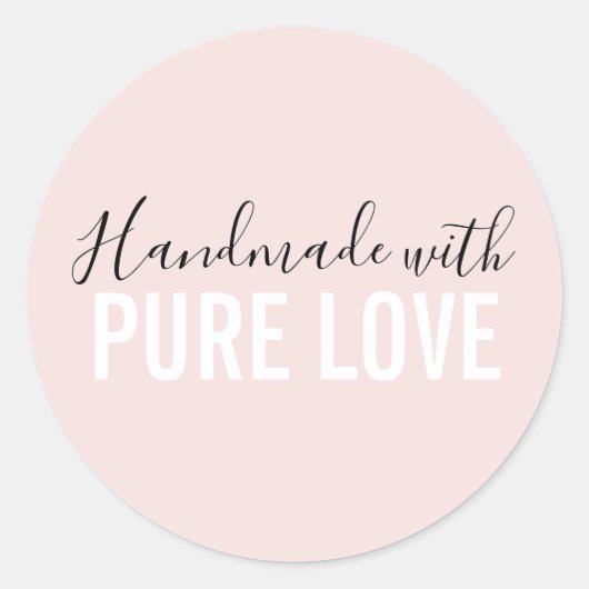 Modern handgemaakt met pure liefde  ronde sticker (Voorkant)