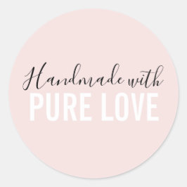 Modern handgemaakt met pure liefde  ronde sticker