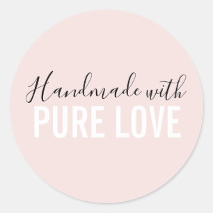 Modern handgemaakt met pure liefde ronde sticker