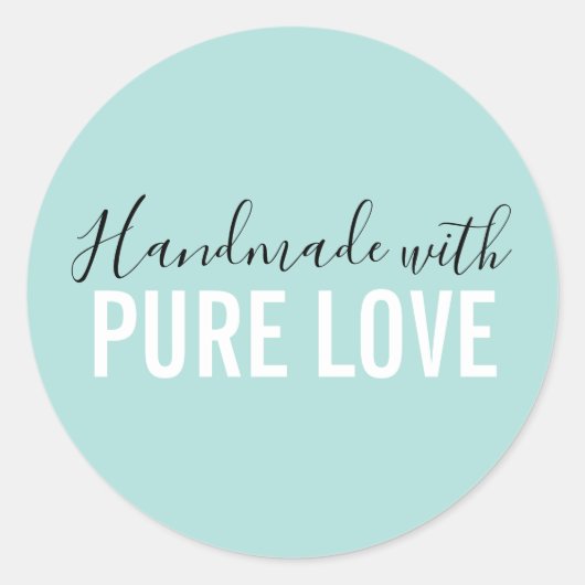 Modern handgemaakt met pure liefde  ronde sticker (Voorkant)