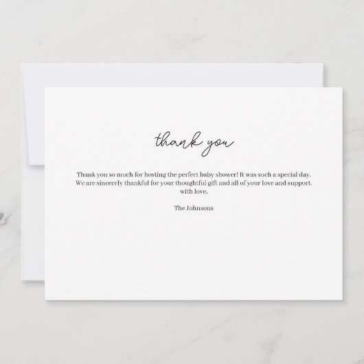 Modern handgeschreven 3 foto Baby shower dank u Bedankkaart (Achterkant)
