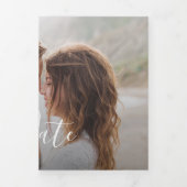 Modern Handgeschreven 3 foto's Trouwen Save the Da Drieluik Aankondiging (Cover)