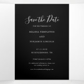 Modern Handgeschreven 3 foto's Trouwen Save the Da Drieluik Aankondiging (Binnenkant midden)