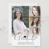 Modern handgeschreven Afstuderen Pet 5 foto's Aankondiging (Voorkant)