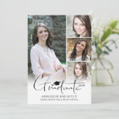 Modern handgeschreven Afstuderen Pet 5 foto's Aankondiging (Staand voorkant)