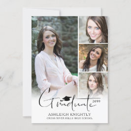 Modern handgeschreven Afstuderen Pet 5 foto's Aankondiging