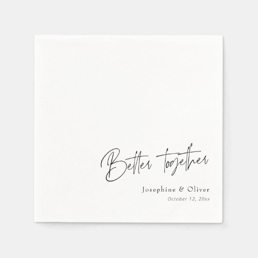 Modern handgeschreven: beter samen bruiloft decor servet (Voorkant)