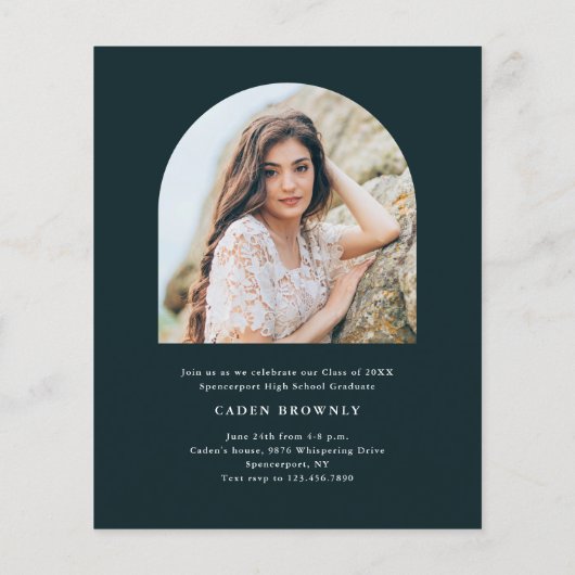 Modern handgeschreven boog foto Afstuderen (Achterkant)