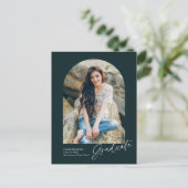 Modern handgeschreven boog foto Afstuderen Briefkaart (Staand voorkant)