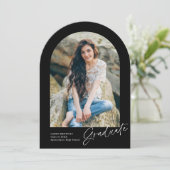 Modern handgeschreven boog foto Afstuderen Kaart (Staand voorkant)
