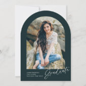 Modern handgeschreven boog foto Afstuderen Kaart (Voorkant)