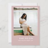 Modern handgeschreven Dusty Roos baby shower Kaart (Achterkant)