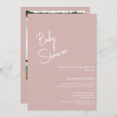 Modern handgeschreven Dusty Roos baby shower Kaart (Voorkant / Achterkant)