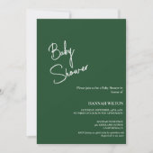 Modern handgeschreven Emerald groen baby shower Kaart (Voorkant)