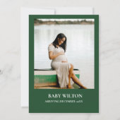 Modern handgeschreven Emerald groen baby shower Kaart (Achterkant)