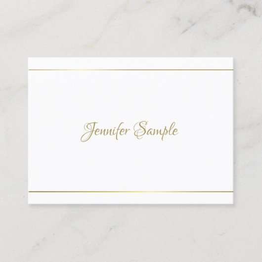 Modern handgeschreven gouden script Glamour Luxe D Visitekaartje (Voorkant)