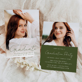 Modern handgeschreven groen script 2 foto Afstuder Kaart