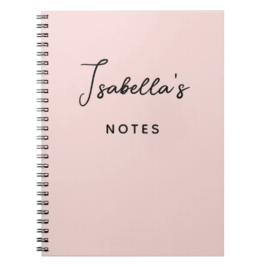 Modern Handgeschreven Handtekening Script Blush Notitieboek (Voorkant)