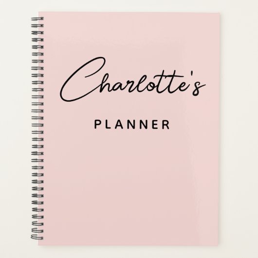 Modern Handgeschreven Handtekening Script Blush Planner (Voorkant)