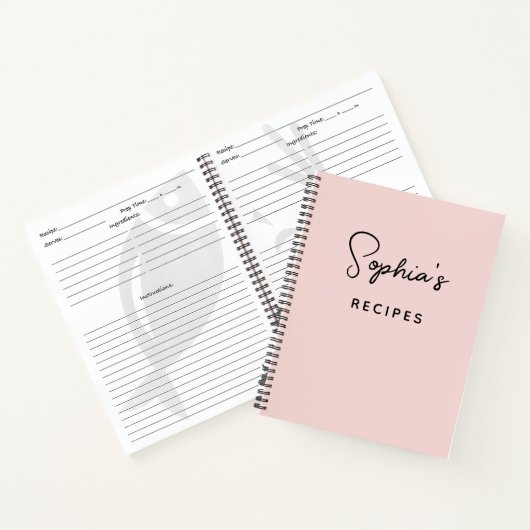 Modern Handgeschreven Handtekening Script Blush Re Notitieboek (Binnen)