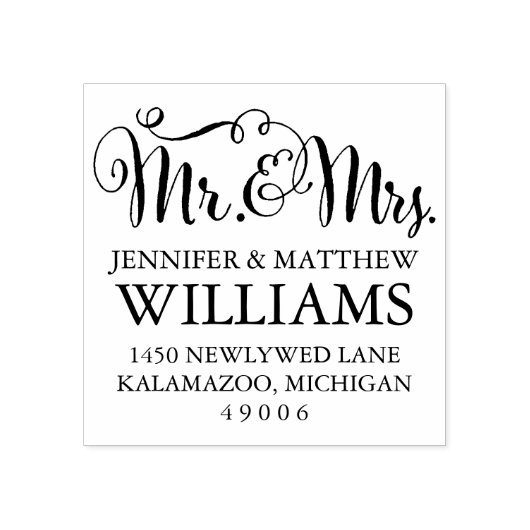 Modern Handgeschreven Huwelijksmonogram Rubberstempel (Afrduk)
