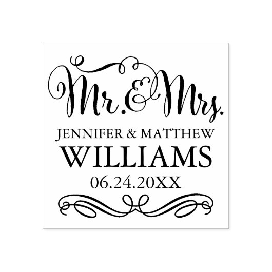 Modern handgeschreven huwelijksmonogram rubberstempel (Afrduk)