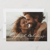 modern handgeschreven | Kerstfoto het gelukkigst Feestdagenkaart (Voorkant)