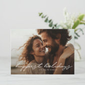 modern handgeschreven | Kerstfoto het gelukkigst Feestdagenkaart (Staand voorkant)