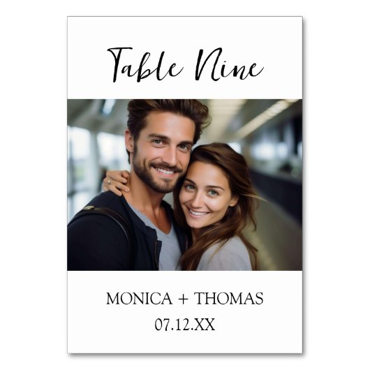 Modern handgeschreven + klassieke serif foto  kaart (Achterkant)