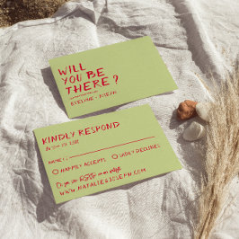 Modern Handgeschreven Kleurrijke Retro Fun Bold Br RSVP Kaartje