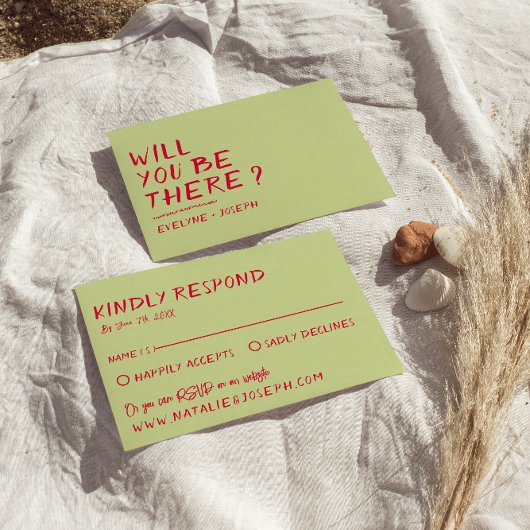 Modern Handgeschreven Kleurrijke Retro Fun Bold Br RSVP Kaartje