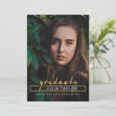 Modern handgeschreven Luxurious Gold Photo Afstude Aankondiging (Staand voorkant)