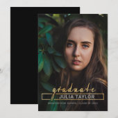 Modern handgeschreven Luxurious Gold Photo Afstude Aankondiging (Voorkant / Achterkant)