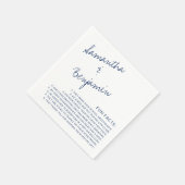 Modern handgeschreven marineblauw vun veiling brui servet (Hoek)