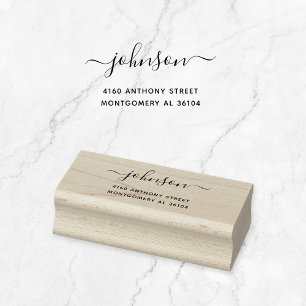 Modern Handgeschreven Naam & het Adres van de Teru Rubberstempel