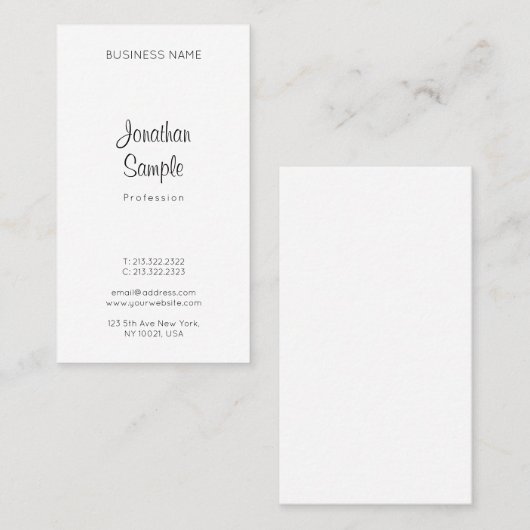 Modern Handgeschreven Naam Script Sjabloon Eenvoud Visitekaartje (Voorkant / Achterkant)