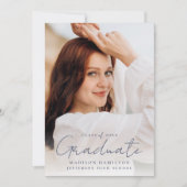 Modern Handgeschreven Navy Script 2 Foto Afstudere Aankondiging (Voorkant)