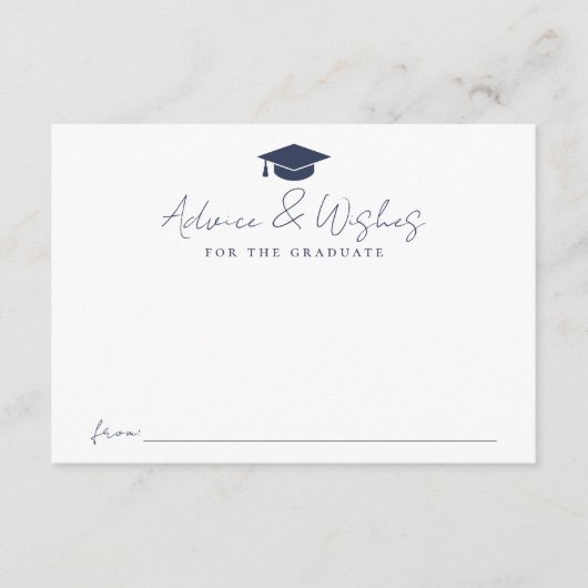 Modern Handgeschreven Navy Script Afstuderen Advie Informatiekaartje (Voorkant)