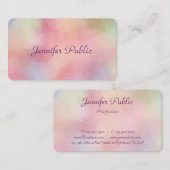 Modern handgeschreven pasteelkleurig handgeschreve visitekaartje (Voorkant / Achterkant)