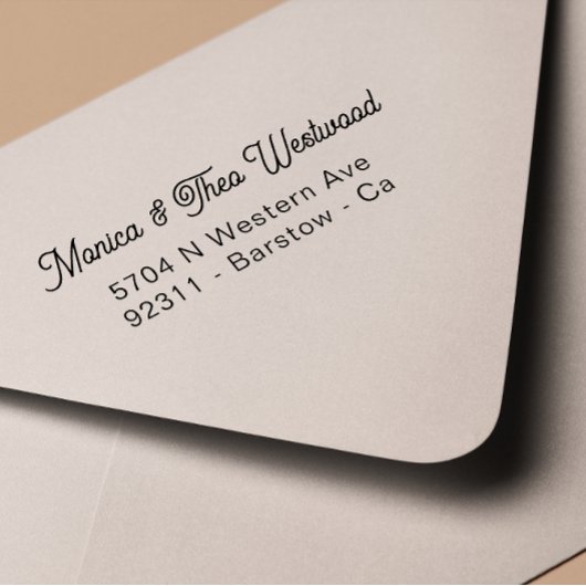 Modern HandGeschreven retro Naam en adres bruiloft Zelfinktende Stempel