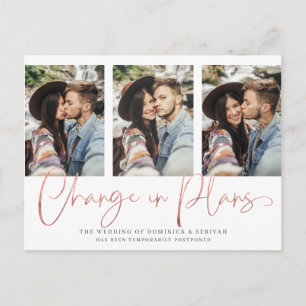 Modern handgeschreven Roos gouden bruiloft uitstel Briefkaart