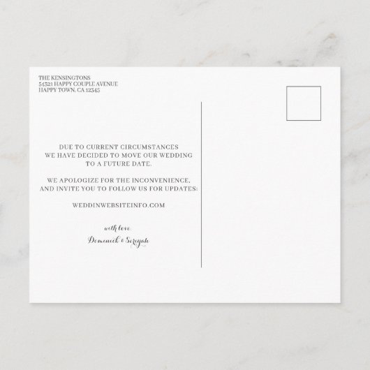 Modern handgeschreven Roos gouden bruiloft uitstel Briefkaart (Achterkant)